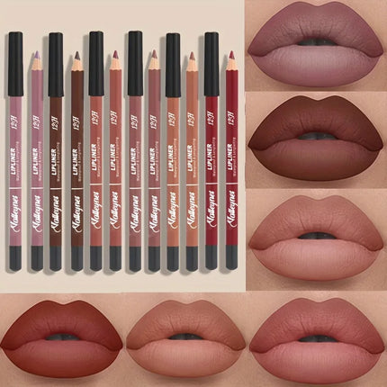 Velora Beauty 6pcs Velvet Matte Lip Liner Set Long Lasting Berry Brown Pink Shades
