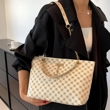 Women Soft Leather Tote Bag Large Capacity Shoulder Handbag Presbyopia Style