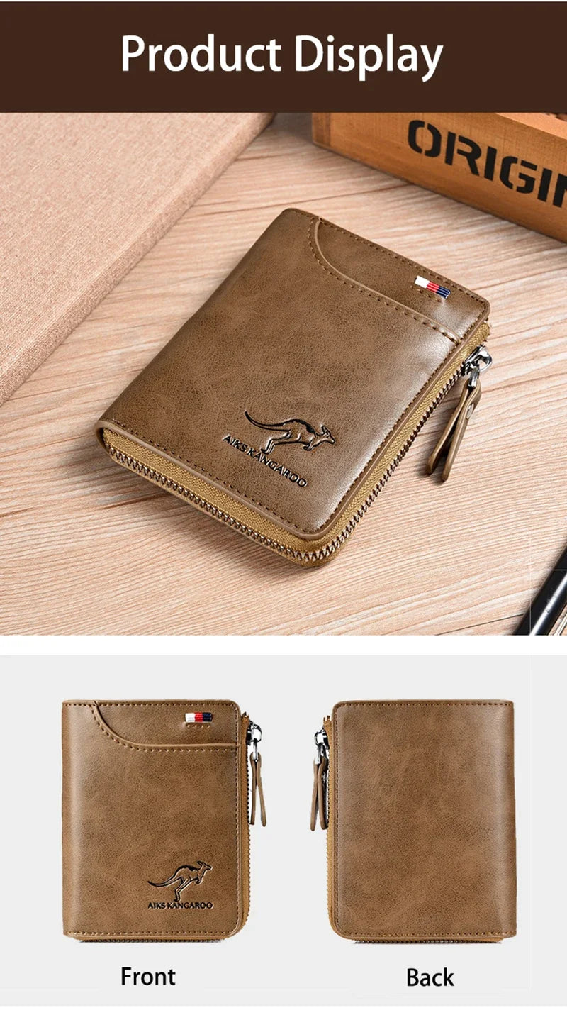 ANTI RFID Blocking Protection for Men High Quality Wallet Zipper Business Card Holder Purse Luxury Wallets Carteira Masculina