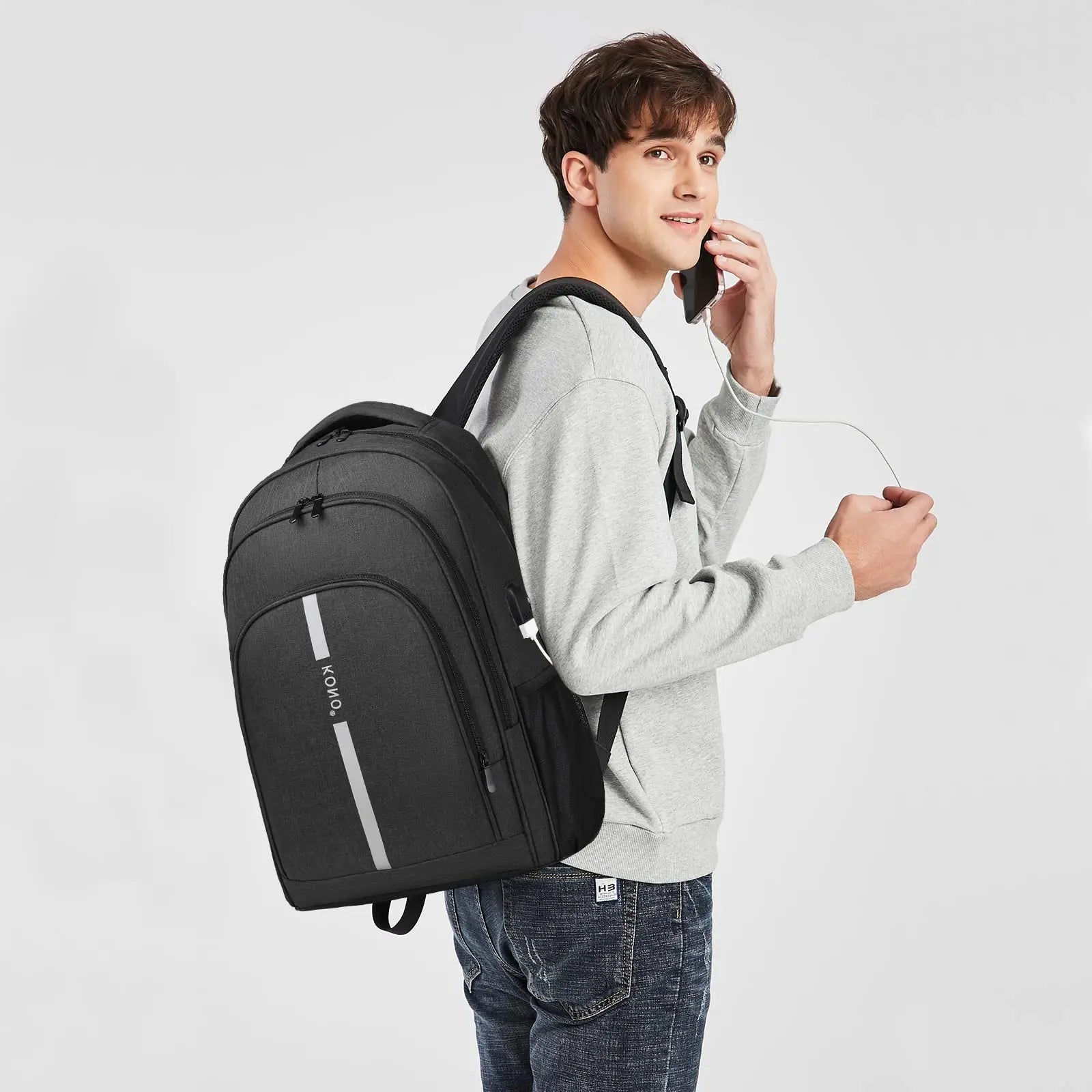 Laptop Backpack for Men & Women - USB Charging Port, Lightweight Business Travel Rucksack Fits 15.6" Notebook, College/Daypack