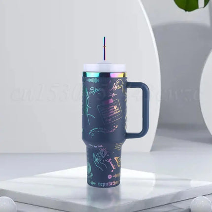 ThermoRide 40oz Stainless Steel Car Mug Vacuum Insulated Travel Tumbler with Straw