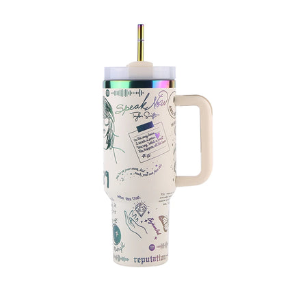 ThermoRide 40oz Stainless Steel Car Mug Vacuum Insulated Travel Tumbler with Straw