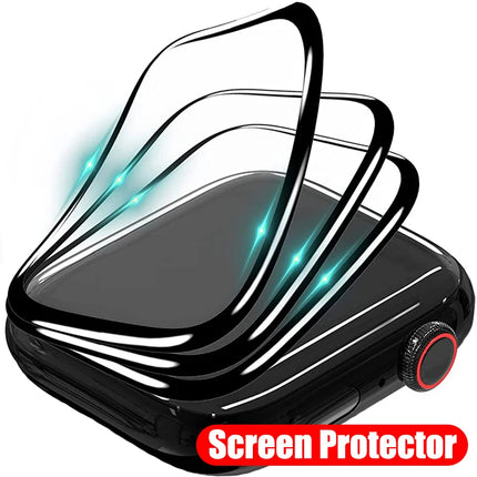 OKEYWOW Apple Watch Ceramic Film Screen Protector for Series 9 to SE, fits 38mm to 49mm models, shows a clear protective film on the watch face.
