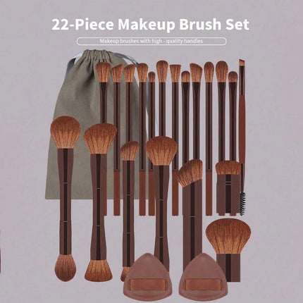 ProBlend 22-Piece Makeup Brush Set with Velvet Bag & Powder Puffs