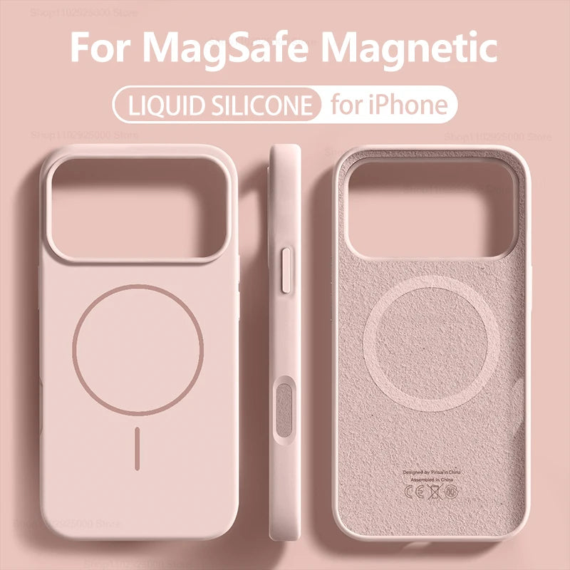 Liquid Silicone MagSafe Case for iPhone 12–17 Series (Pro/Pro Max/Plus/Air) – Original Protective Cover
