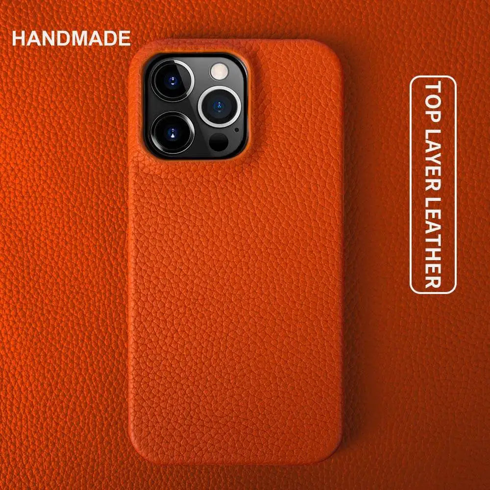 Luxury Genuine Leather Business Phone Case for iPhone 11/12/13/14/15 Pro Max.