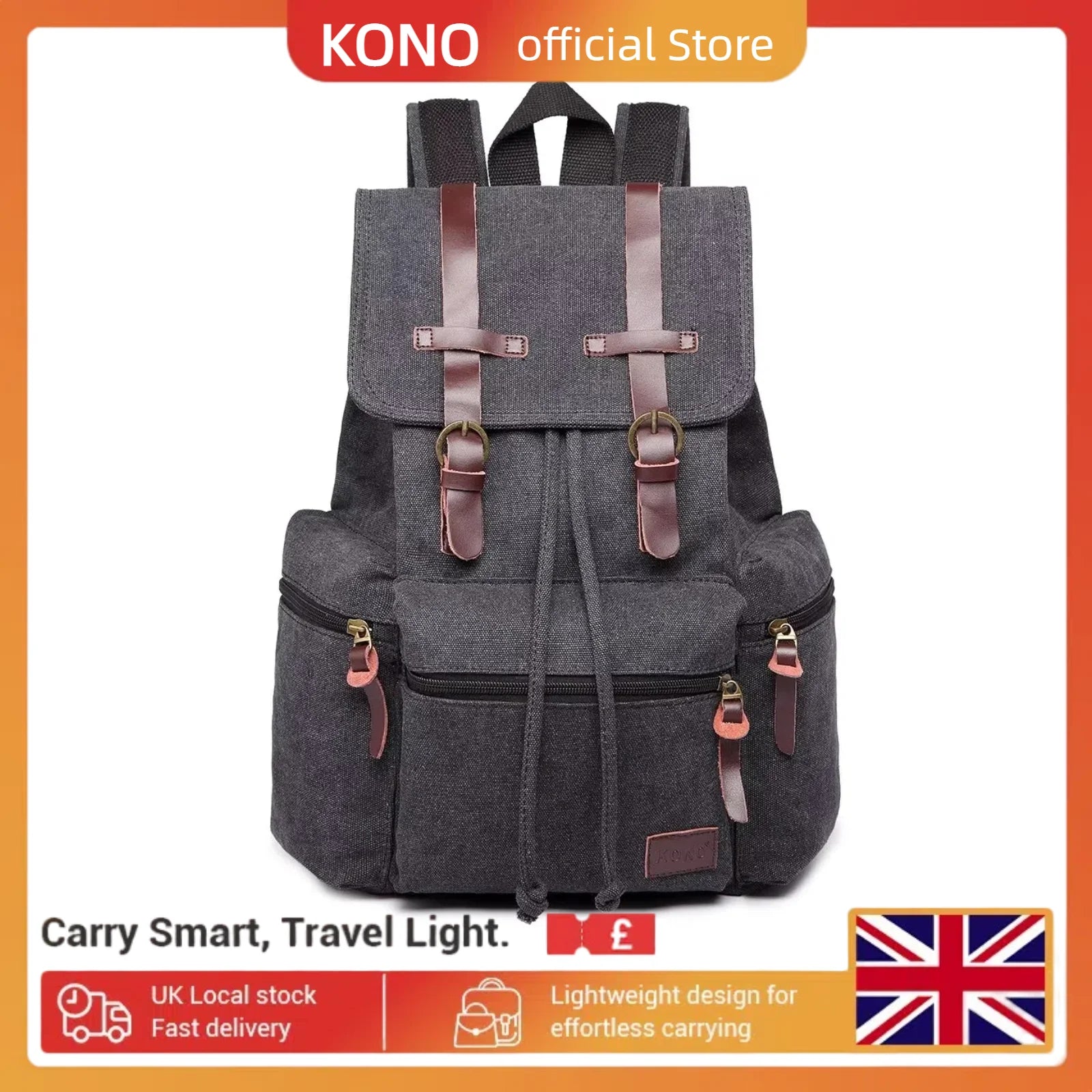 Canvas Backpack Unisex Vintage Rucksack School Bag Casual Daypack for Women/Men Outdoor Travel Hiking Camping