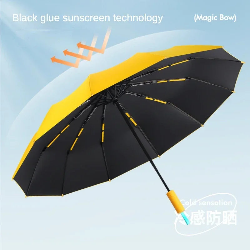 Super Strong Windproof Fully Automatic Folding Umbrella: Large, Reinforced with 72 Bones for ultimate durability. Provides Sun and UV Protection in addition to rain coverage.