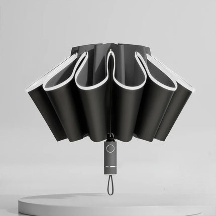 Windproof Reverse Folding Umbrella with UV Protection & Reflective Stripe