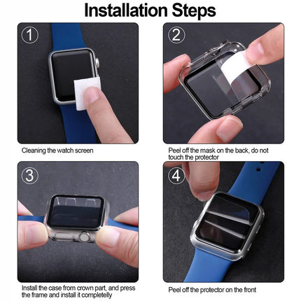 WatchGuard Glass Case for Apple Watch Ultra 2/Series 9/8/7/6/SE 41mm–49mm Screen Protector Cover
