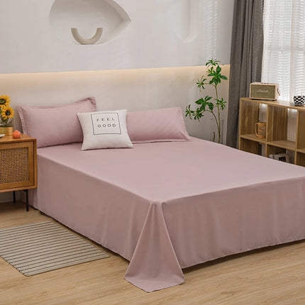 OKEYWOW solid color single and double bed sheet for dorm bedding, machine washable, linen fabric, pillowcase not included