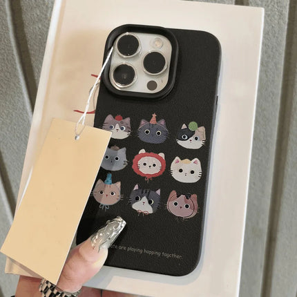 OKEYWOW cartoon dog iPhone case in soft leather with shockproof design for iPhone 16, 15, 14, 13, 12, 11 Pro Max and Plus models