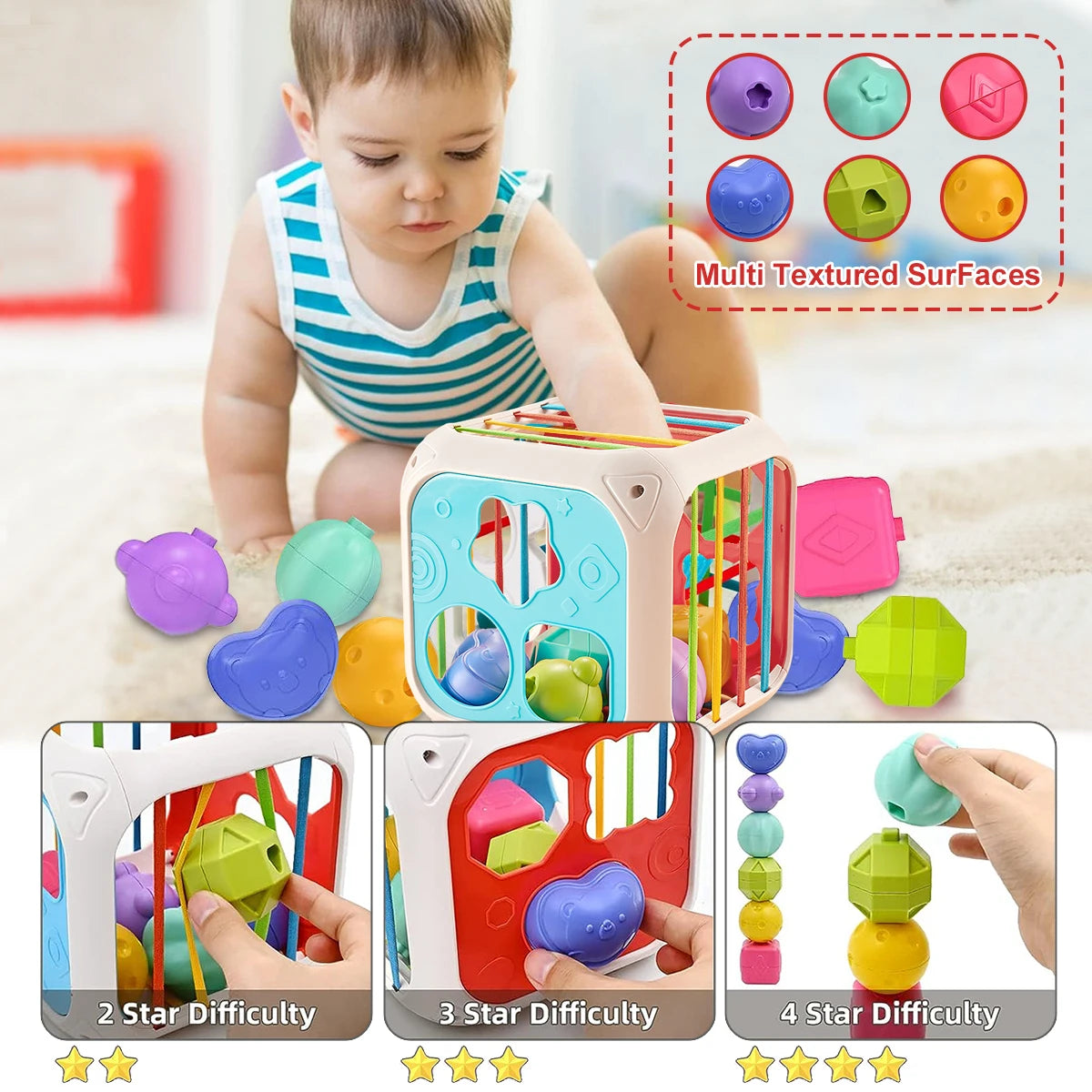 Colorful Shape Blocks Sorting Game: New Montessori Educational Toy for Babies, Ideal Gift for Children aged 6-12 Months