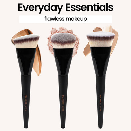 Velora Beauty 3pcs Makeup Brush Set Angled Flat Head Foundation Brush Soft Bristles with Box