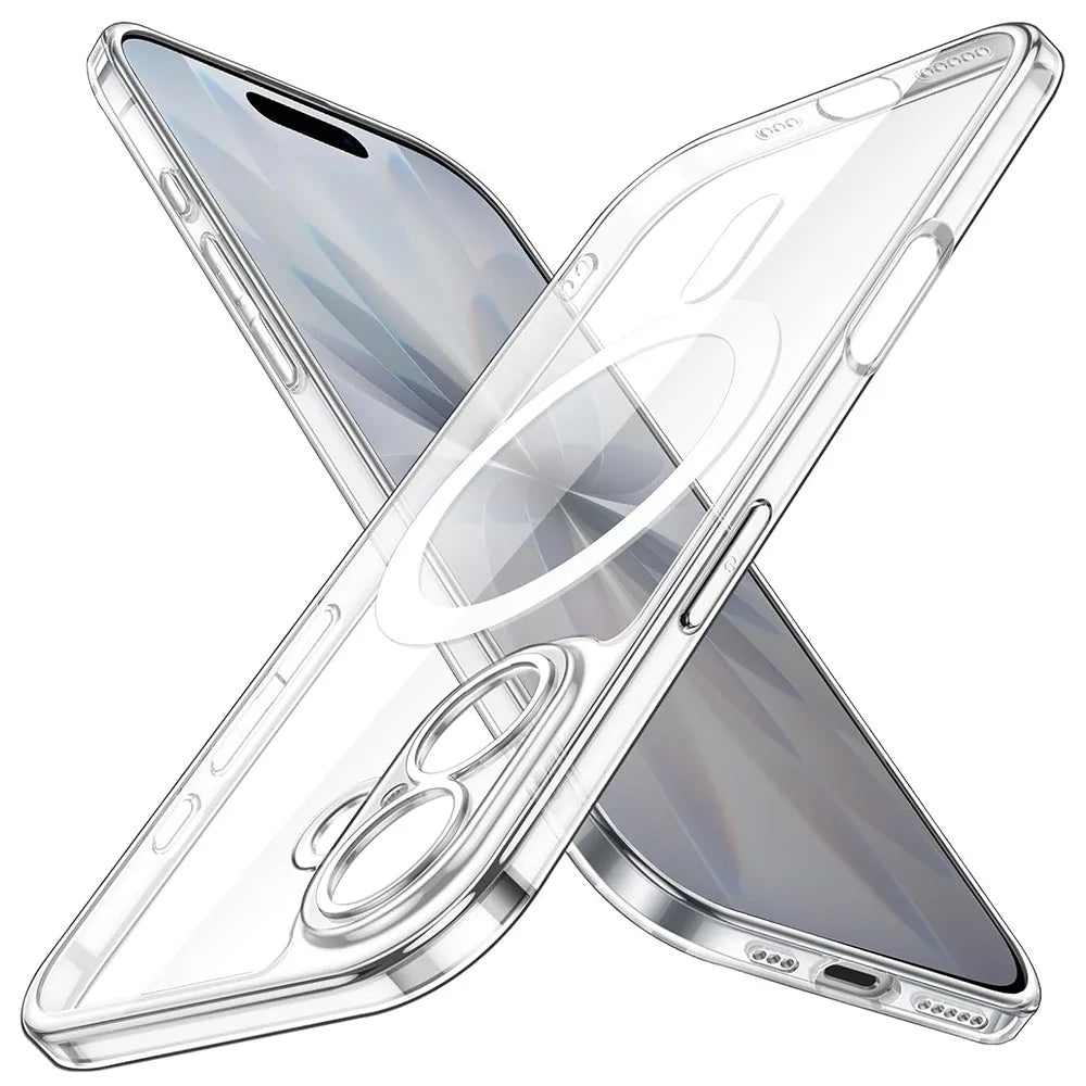 Camera Protection Hybrid MagSafe Case for iPhone 11–17 Series (Air/Plus/Pro Max/16E) – Hard Silicone Magnetic Cover
