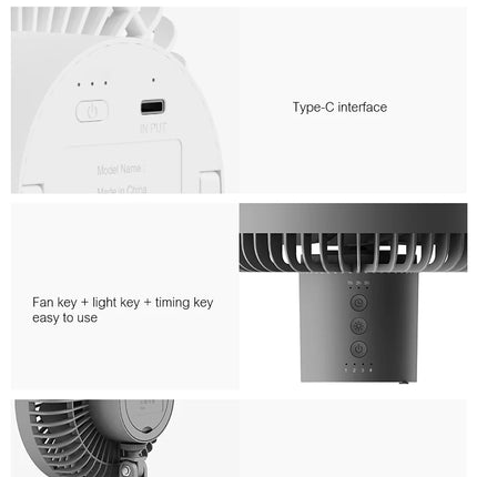 All-in-One Camping Air Fan with Power Bank & LED Light – Portable Rechargeable Circulator (10000mAh/4000mAh)