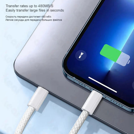 TurboBraided 60W USB C Cable for iPhone 17 16 15 Pro Max Air Plus Fast Charge Type C Data Cable