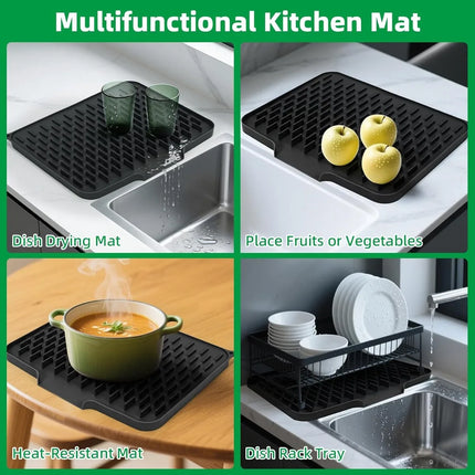 DrainEase Silicone Kitchen Drain Mat with Drainage