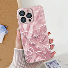 OKEYWOW butterfly silver iPhone case with shockproof tempered glass cover for models 11 to 17, featuring a decorative butterfly design.