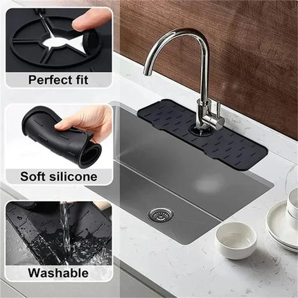 OKEYWOW silicone faucet mat splash catcher sink absorbent pad for kitchen countertop drain protector accessory