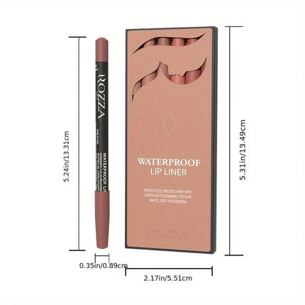Velora Beauty 6pcs Nude Lip Liner Set Waterproof Matte Finish Non Smudge Smooth Crayon Pencils