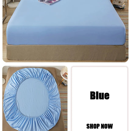 OKEYWOW cotton fitted sheet with elastic for single, double, queen, and king beds, featuring non-slip mattress cover in various sizes
