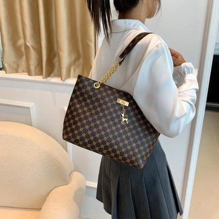Women Soft Leather Tote Bag Large Capacity Shoulder Handbag Presbyopia Style