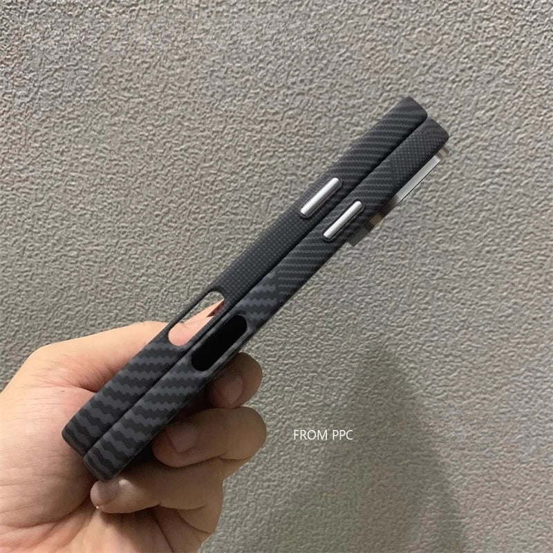 Geometric Triangle Armor Magnetic Case for iPhone 15 16 17 Pro Max Both Shades Carbon Matte Cover Camera Frame Shockproof Shell