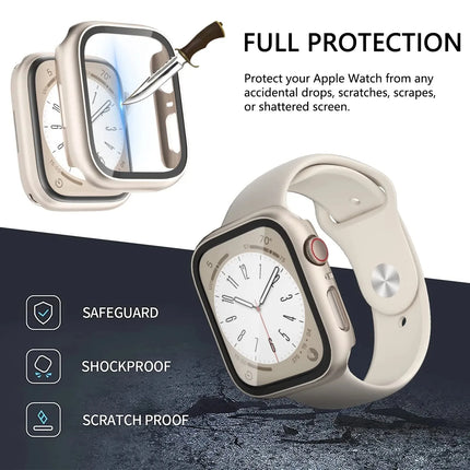 Apple Watch Tempered Glass Case for Series 3–10 & SE (38–46mm) Protective Cover