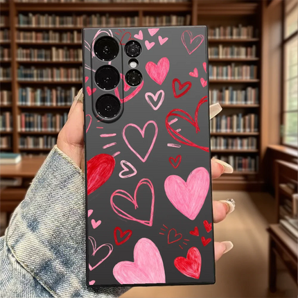 Samsung pink heart soft TPU shockproof case with floral design for Galaxy S21, S20 FE, S22, S23, S24, S25 models by OKEYWOW