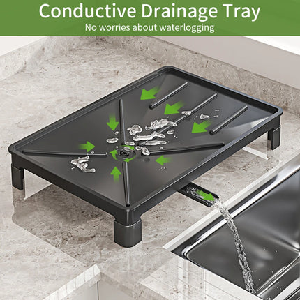 DryEase Rustproof Dish Drying Rack with Drainboard