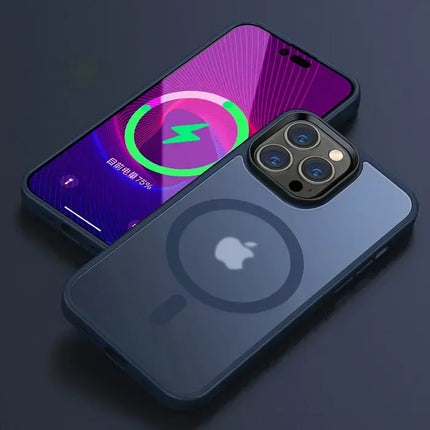 OKEYWOW iPhone MagSafe magnetic matte case for iPhone 15/14/13/12/11 Pro Max with shockproof design and wireless charging compatibility.