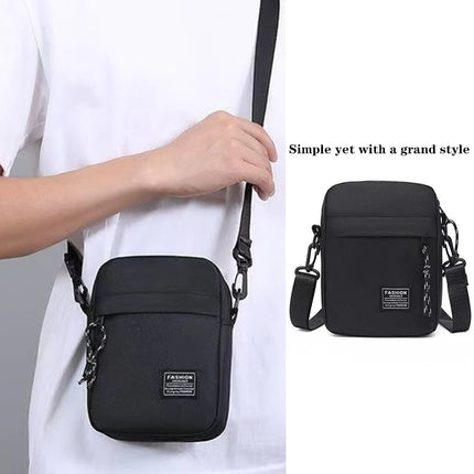 Men’s nylon shoulder bag by OKEYWOW featuring a single strap, ideal for daily school use and casual crossbody wear.