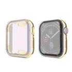 OKEYWOW Apple Watch silicone bumper case and screen protector for Series 9, 8, 7, SE in 49mm to 38mm sizes, black color