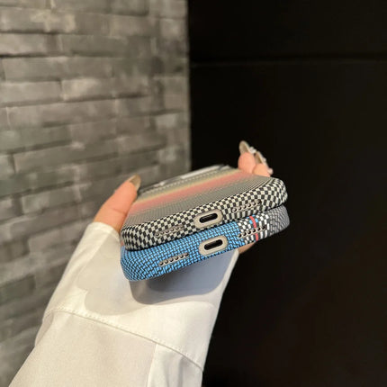 OkeyWOW Kevlar carbon fiber plaid MagSafe slim protective case for iPhone 17/16 Pro, Air, and Pro Max, featuring a sleek design.