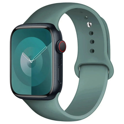 OKEYWOW Apple Watch silicone sport band for Series 9, Ultra, SE, and Ultra 2, fits 38mm to 49mm models, flexible and comfortable.