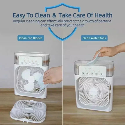 CoolGlow 3 in 1 Mini Air Cooler Fan with Humidifier & LED Night Light