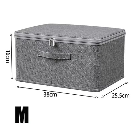 Foldable wardrobe organizer bag by OKEYWOW, large capacity clothes storage box with zipper for closet organization.