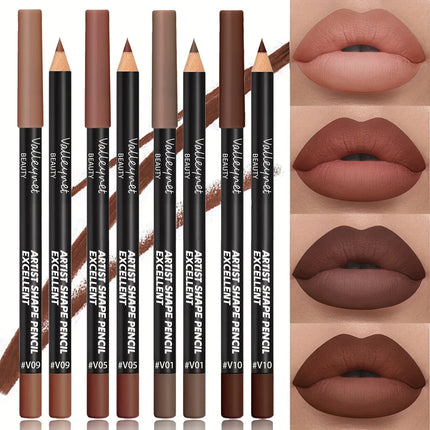 Velora Beauty 4pcs Matte Lip Liner Set Waterproof Long Lasting Brown Purple Pink Series