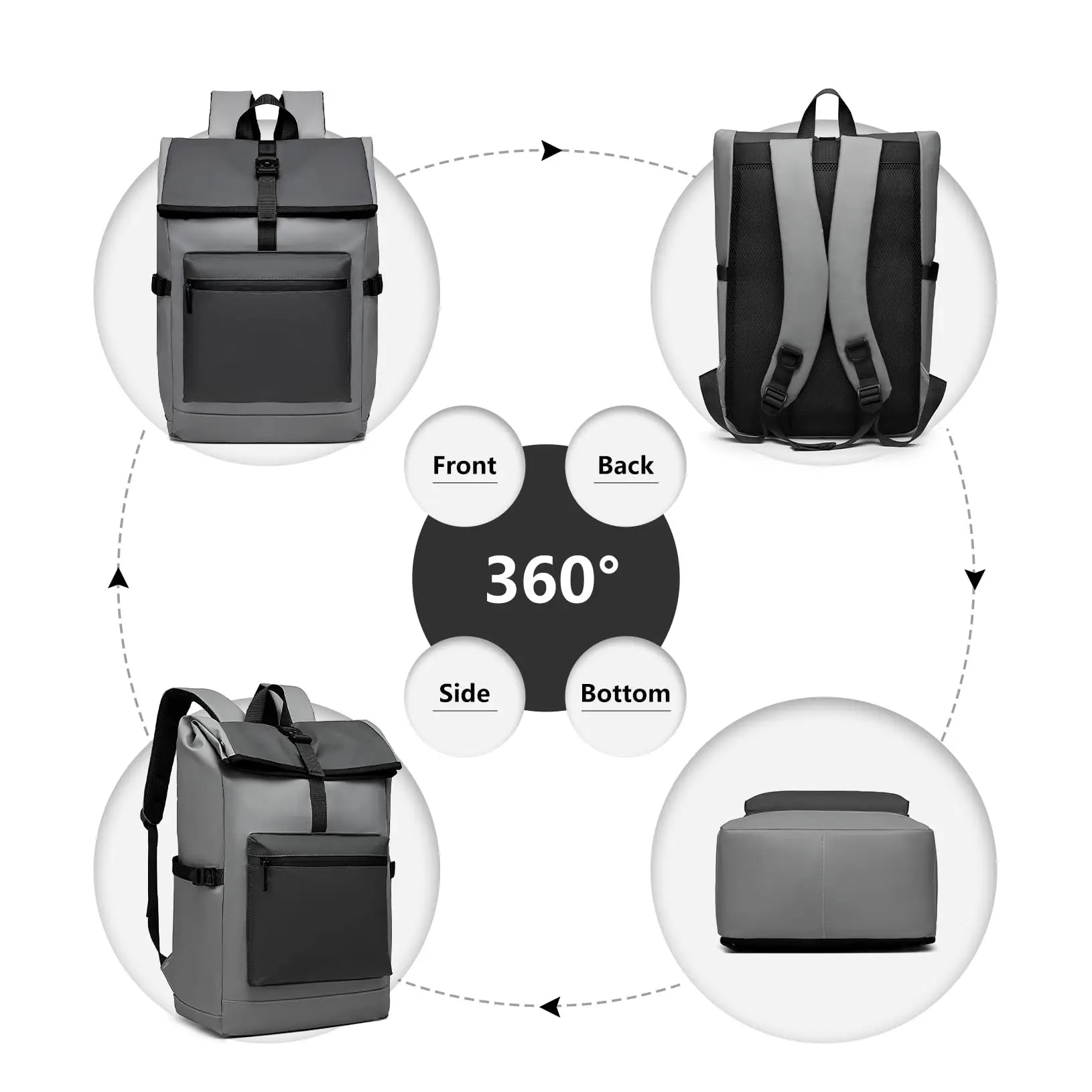 Kono Anti-Theft Laptop Backpack - 15.6" Water-Resistant Work Bag for Men & Women, Business Travel & School Daypack