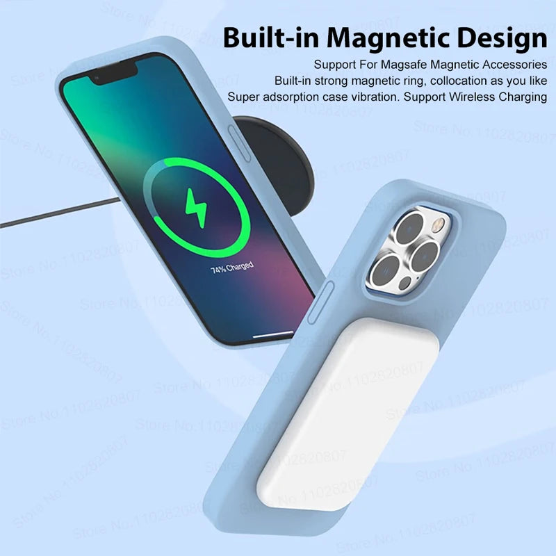 Liquid Silicone Magnetic Cases for iPhone 15, 14, 13, 12 Pro Max Plus: Compatible with MagSafe, Wireless Charging Cover - Essential Phone Accessories