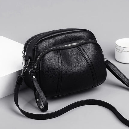 Women Rivet Crossbody Phone Bag Soft Leather Small Square Shoulder Bag Zipper Purse