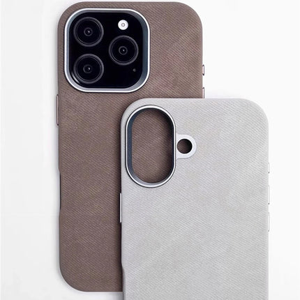 OKEYWOW iPhone Pro Max fiber leather MagSafe case with shockproof design, wireless charging compatible, in black color.