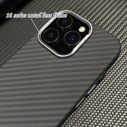 iPhone MagSafe Case Alloy Lens 3D Relief Carbon Fiber Texture Hard PC Wireless Charging Cover