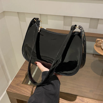 Women PU Leather Shoulder Bag Retro Solid Color Hobo Underarm Handbag Casual Designer