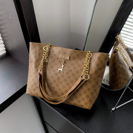 Women Soft Leather Tote Bag Large Capacity Shoulder Handbag Presbyopia Style