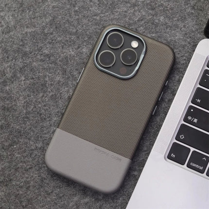 Color Block Leather MagSafe Case for iPhone 17/16/15/14/13 Pro Max Alloy Lens Shockproof Cover