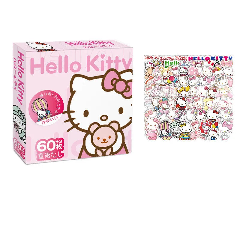 60Pcs Sanrio Hello Kitty, Kuromi, Cinnamoroll, Pochacco Stickers: Cute Cartoon Stickers for Kids' DIY Laptop, Phone, Diary