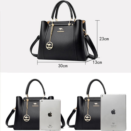 Women Leather Crossbody Bag 3-Layer Large Capacity Shoulder Tote Designer Messenger Bag