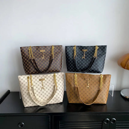 Women Soft Leather Tote Bag Large Capacity Shoulder Handbag Presbyopia Style